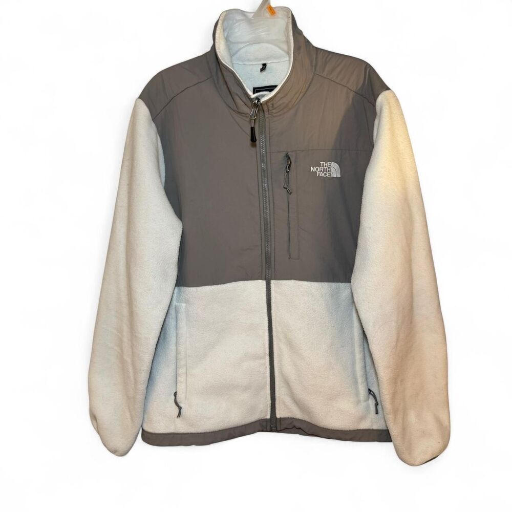 The North Face Women's grey and white fleece full zip Polartec jacket Size Large